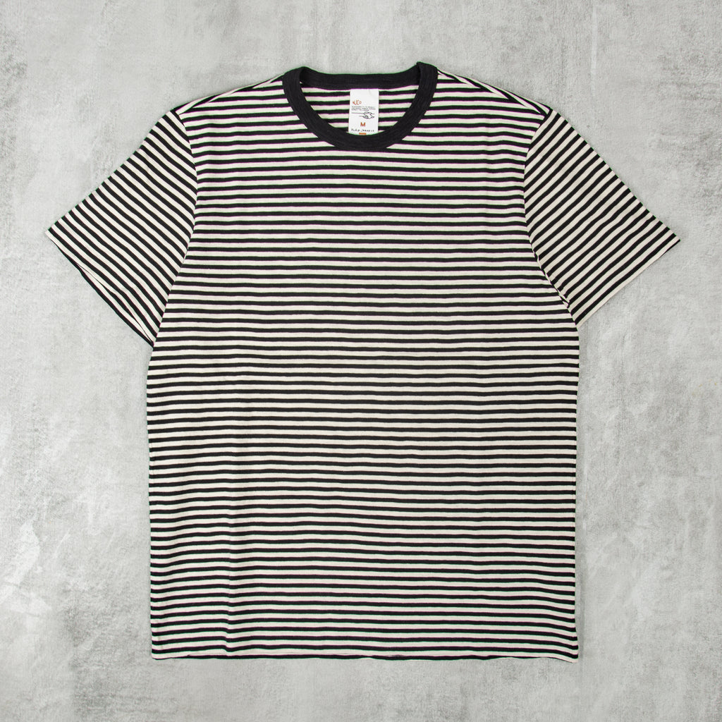 Nudie Roy Club Stripe Tee - Ecru / Black 1