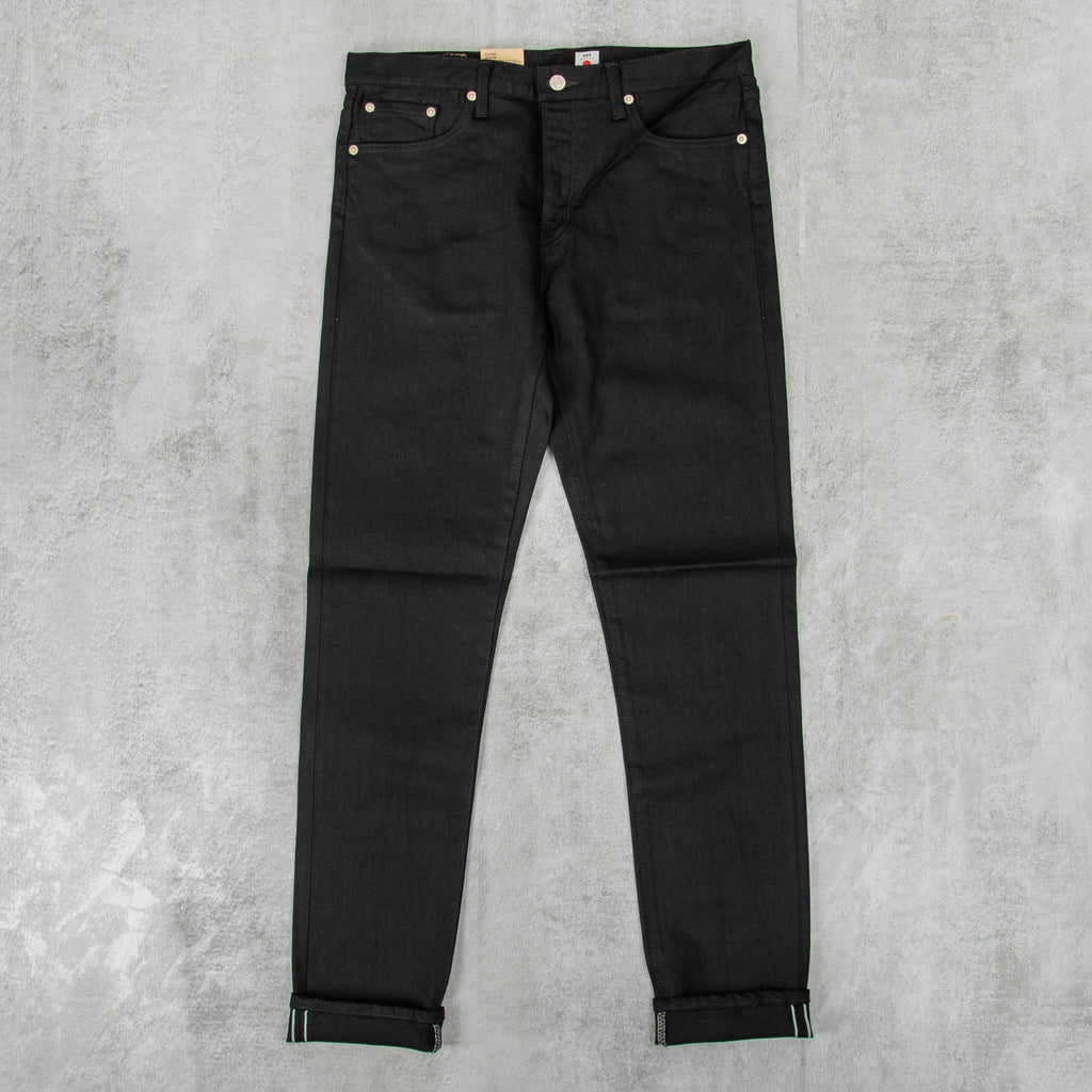 Edwin Slim Taper Black x Black Green White Selvage 3