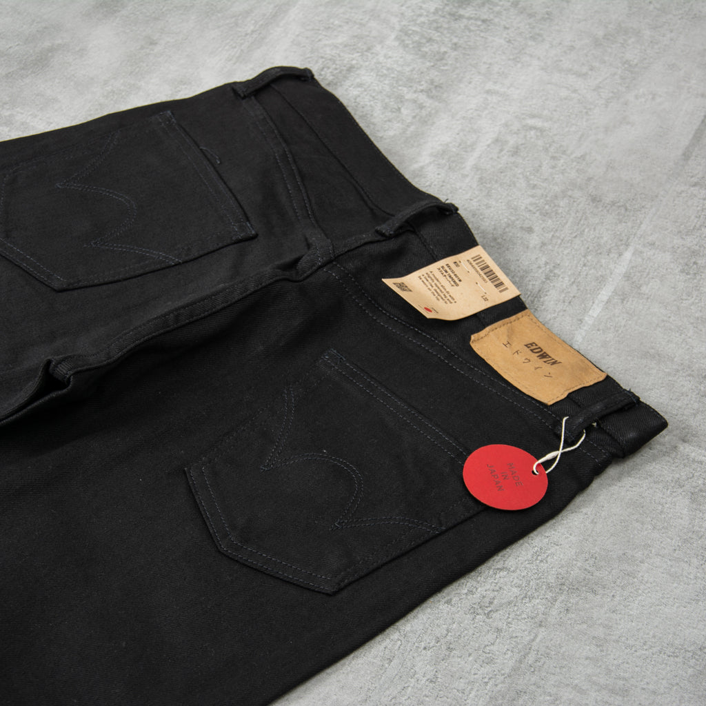 Edwin Slim Taper Black x Black Green White Selvage 4