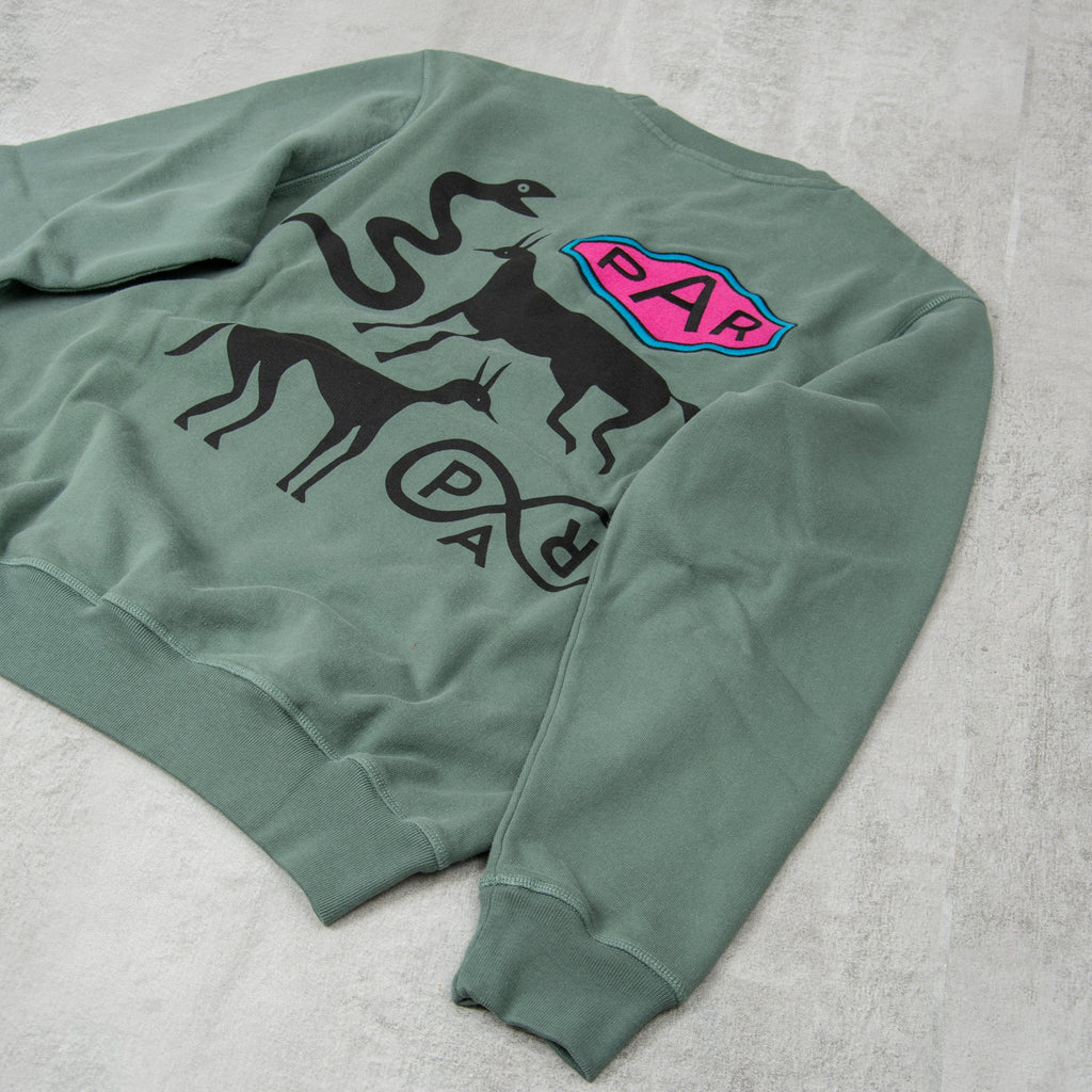 By Parra Snaked by A Horse Crew Sweat - Pine Green 2