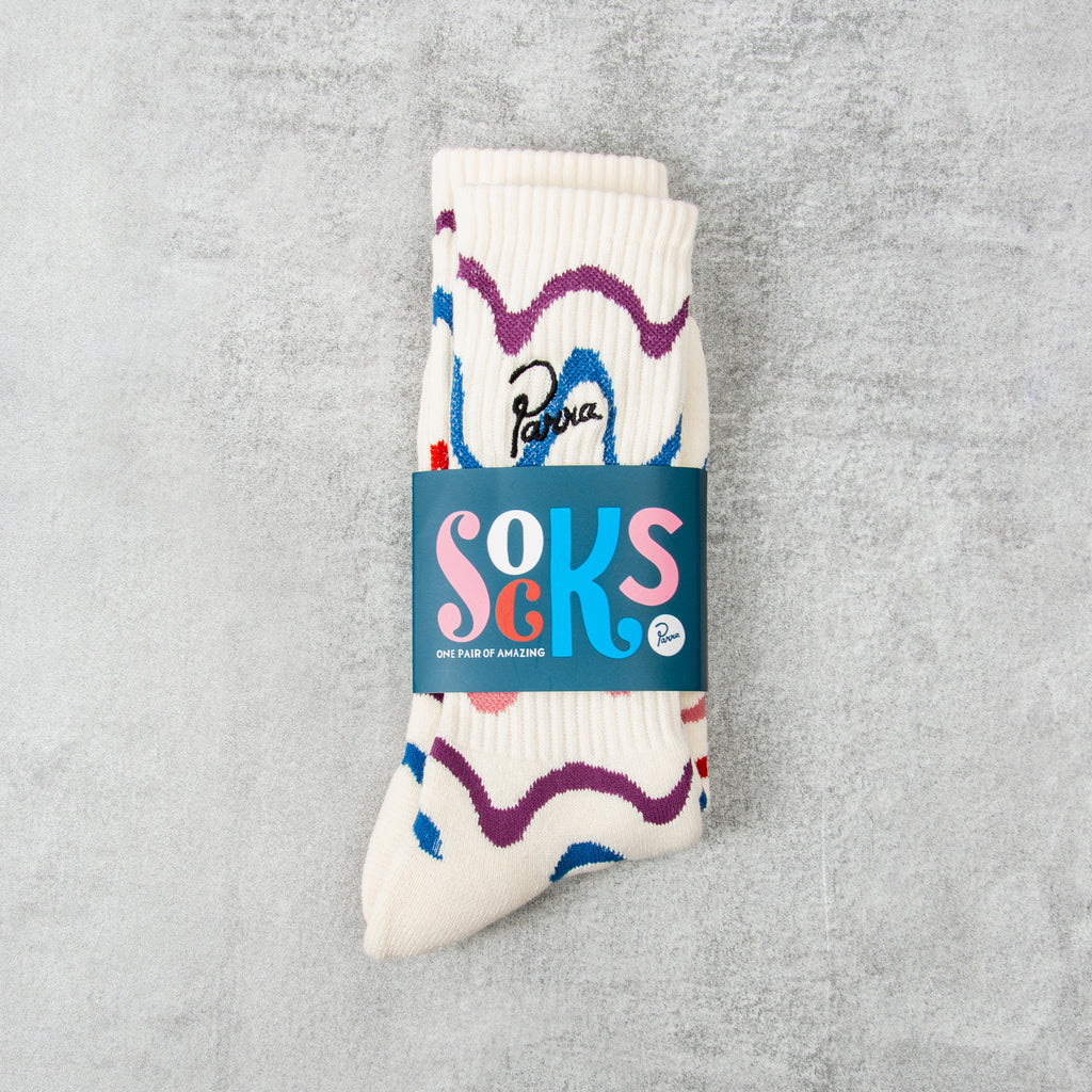 By Parra Sock Wave Crew Sock - White 1