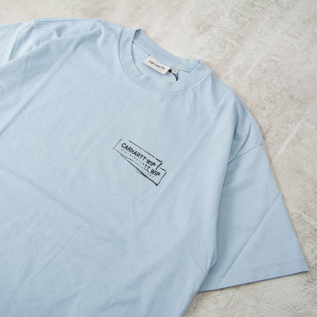 Carhartt WIP Stamp Tee - Misty Sky / Black Stonewashed 3