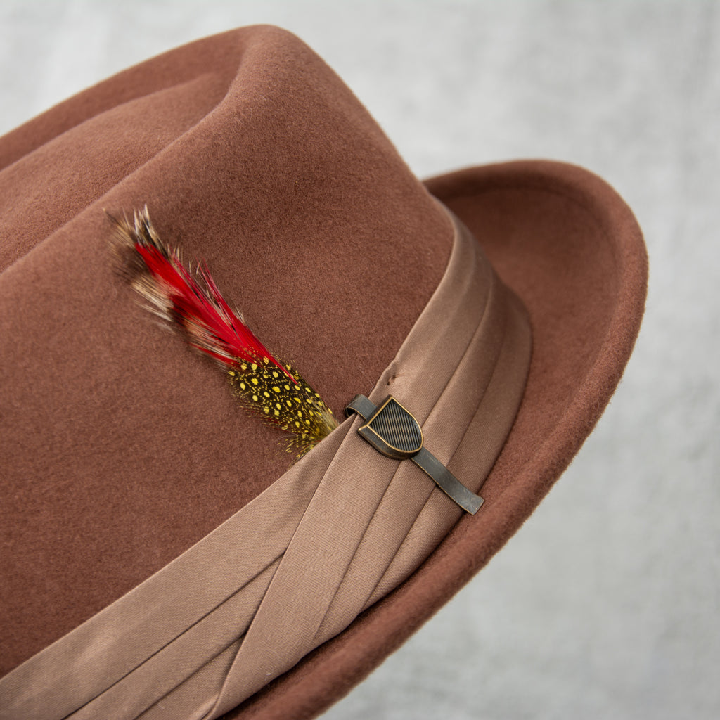 Brixton Stout Pork Pie Hat Sepia Bronze