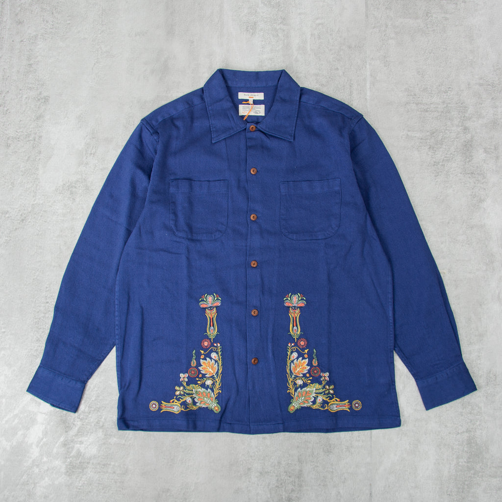 Nudie Vincent Floral Shirt - French Blue 1