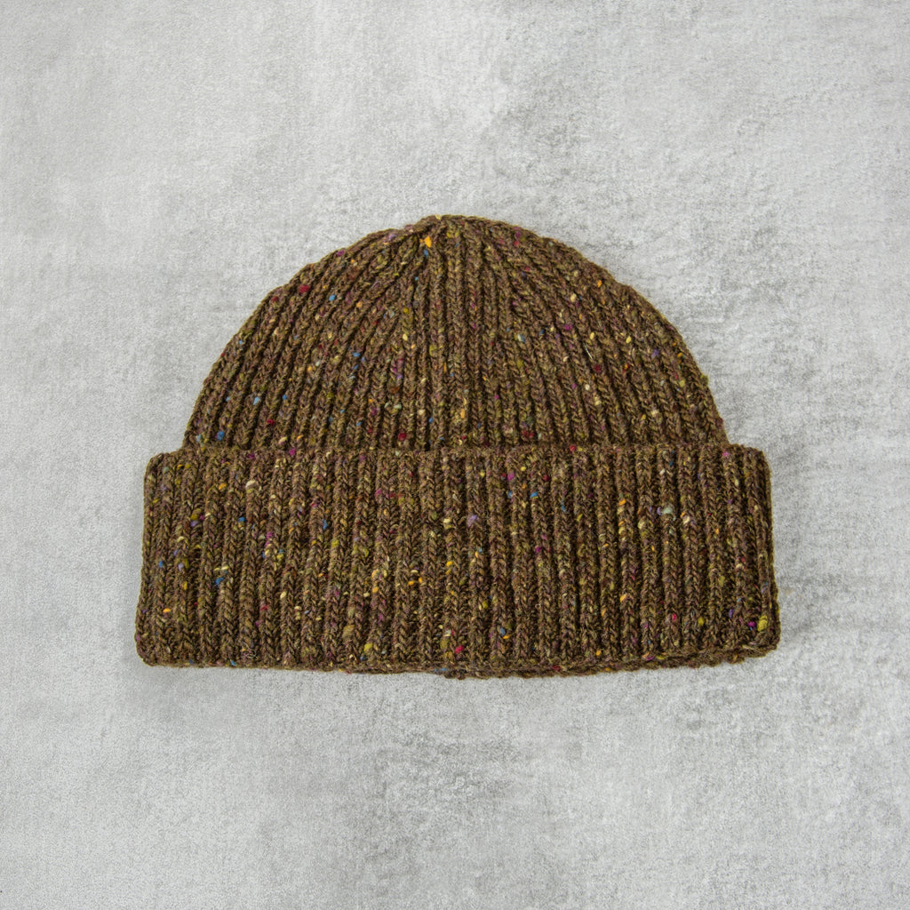 Donegal Wool Beanie - Dark Green 1