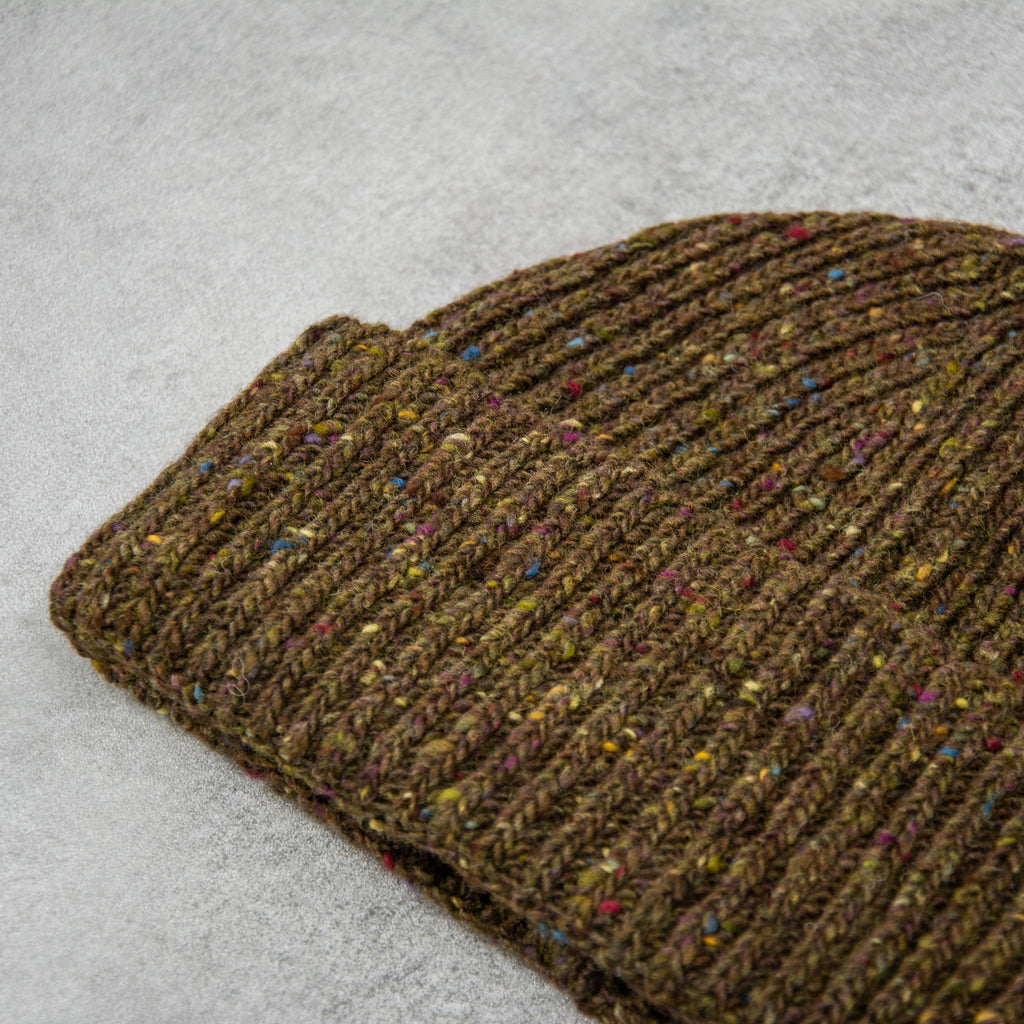 Donegal Wool Beanie - Dark Green 2