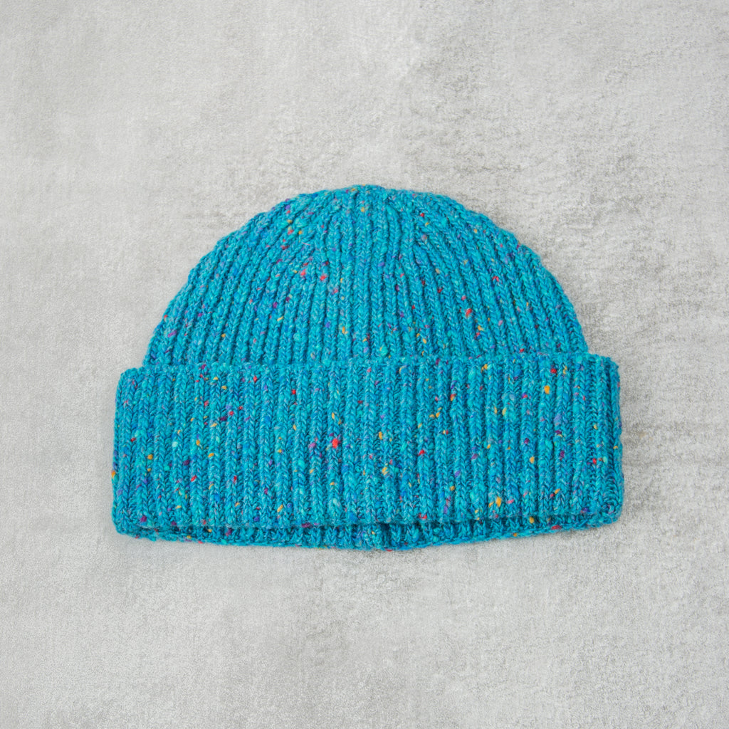 Donegal Wool Beanie - Peacock 1