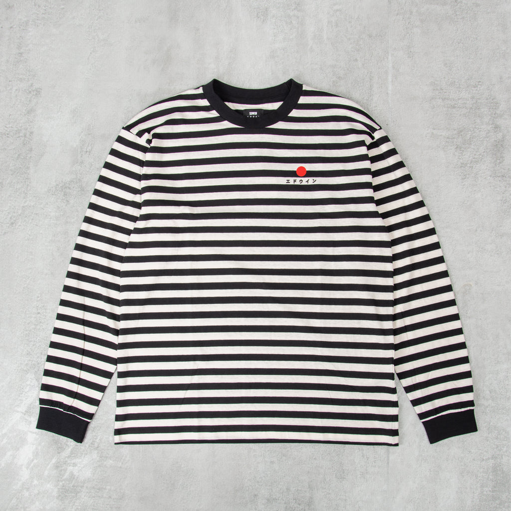 Edwin Basic Stripe Tee L/S - Black / White 1