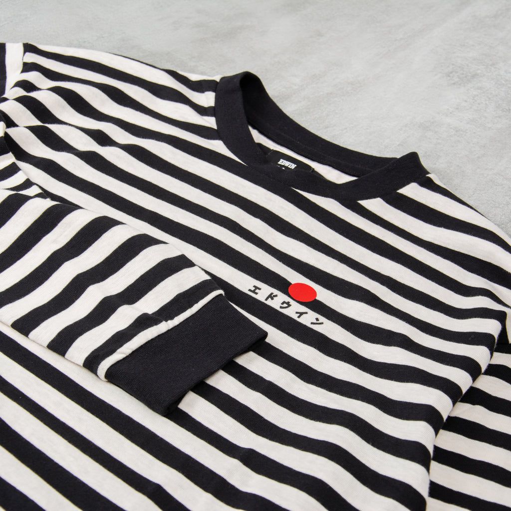 Edwin Basic Stripe Tee L/S - Black / White 2