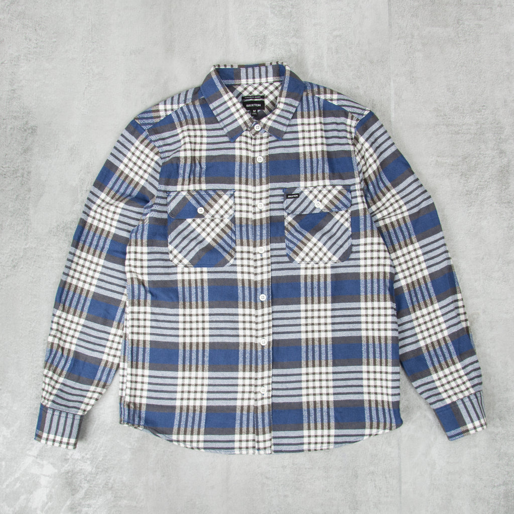 Brixton Bowery L/S Flannel Shirt - Pacific Blue / White Cap / Black 1