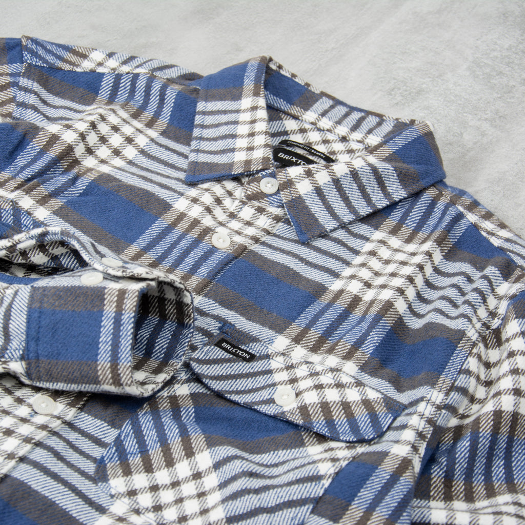 Brixton Bowery L/S Flannel Shirt - Pacific Blue / White Cap / Black 2