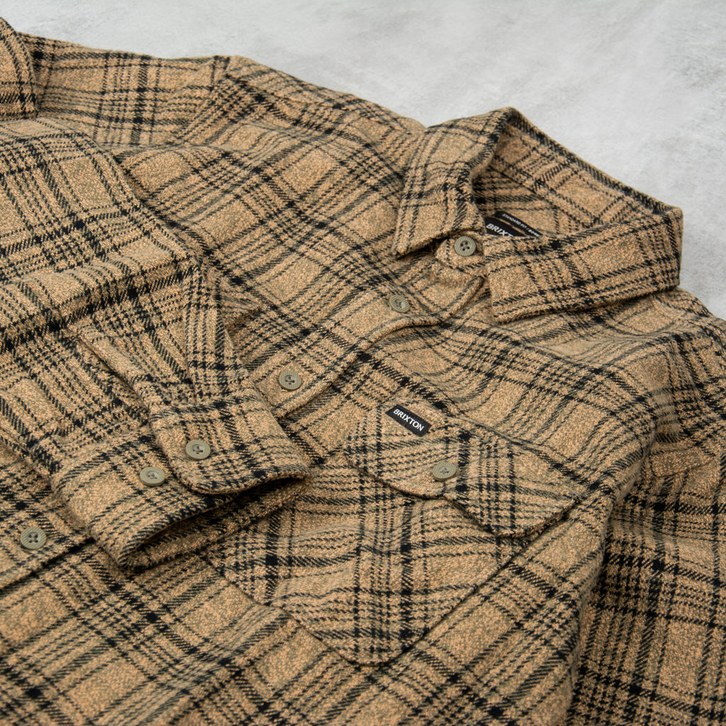 Brixton Bowery L/S Heavy Weight Flannel Shirt - Olive  / Black 3