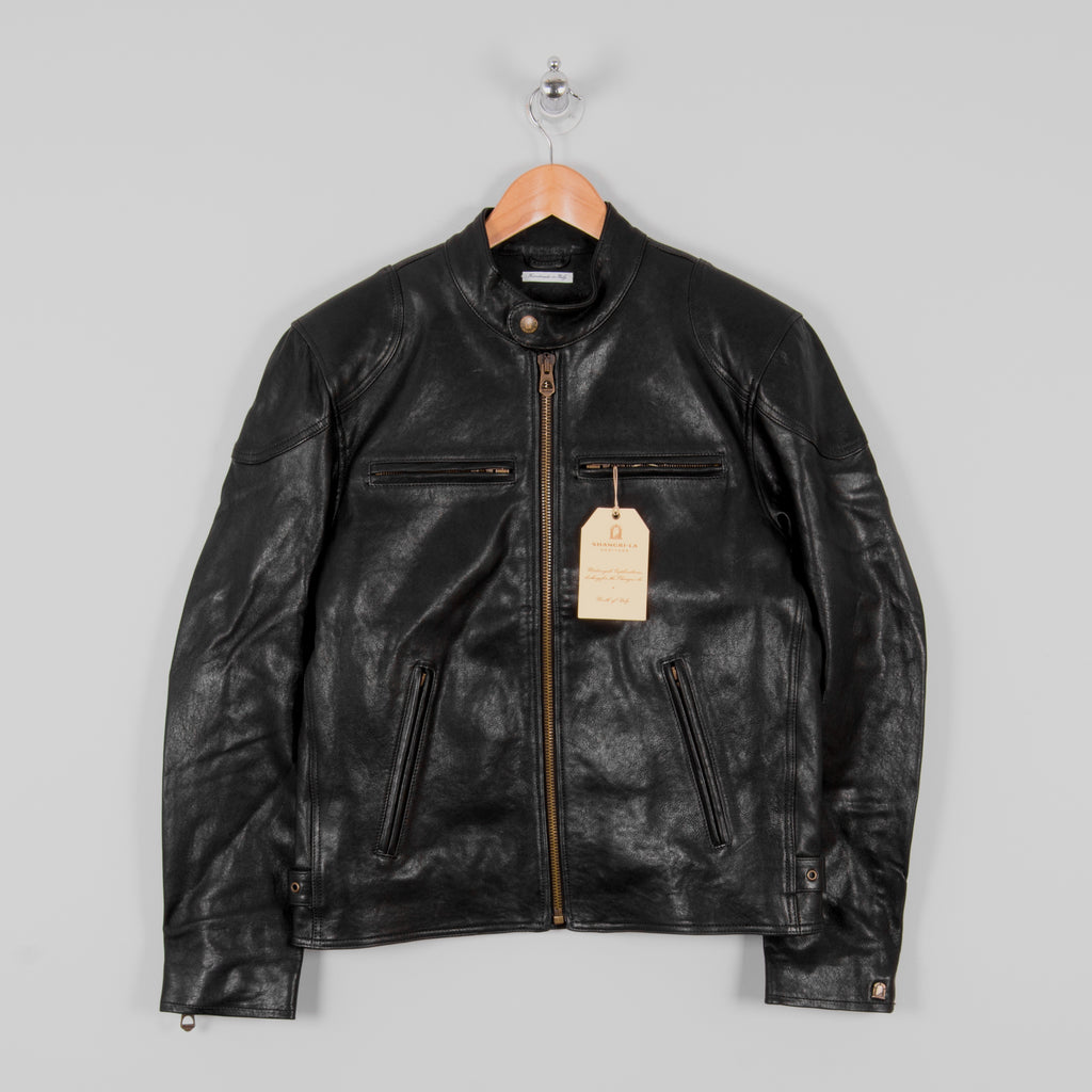 Shangri La Heritage Cafe Racer Leather Jacket - Black 1