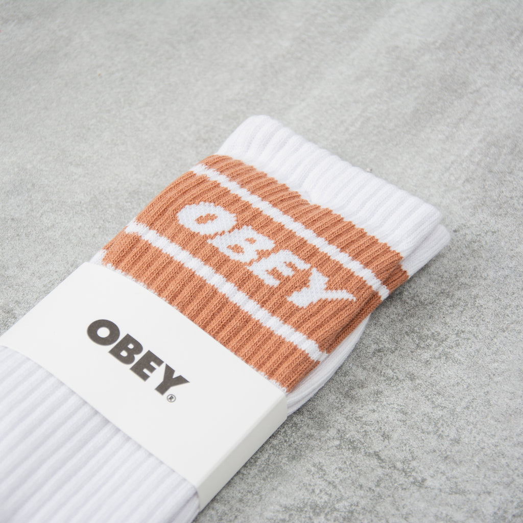 Obey Cooper II Socks - White / Brown Sugar 2