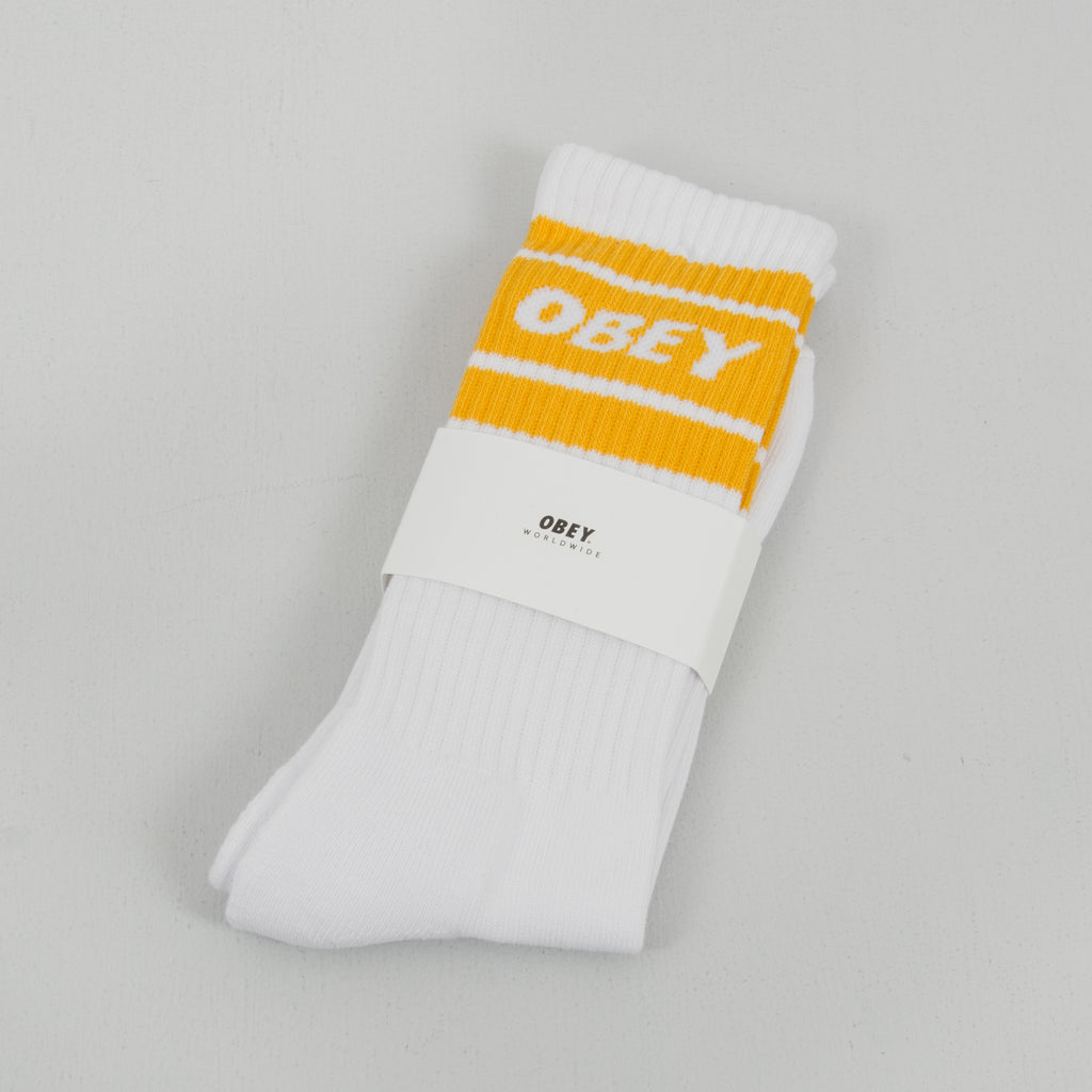 Obey Cooper II Socks - White / Old Gold 1