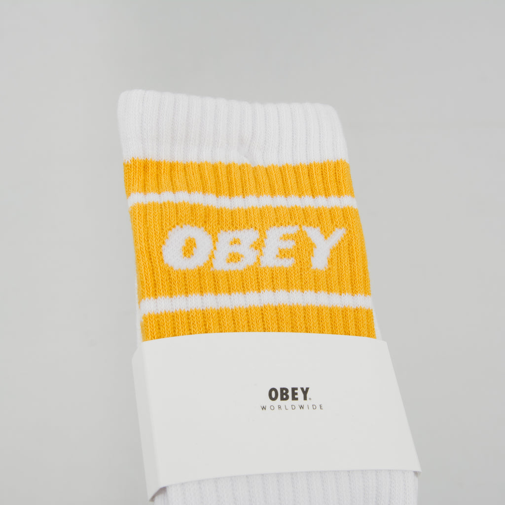 Obey Cooper II Socks - White / Old Gold 2