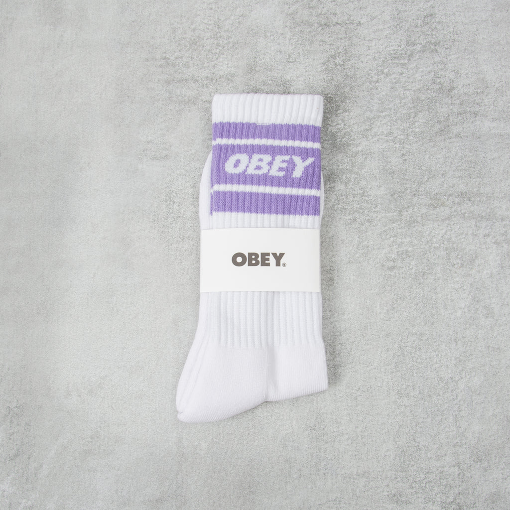 Obey Cooper II Socks - White / Purple Flower 1