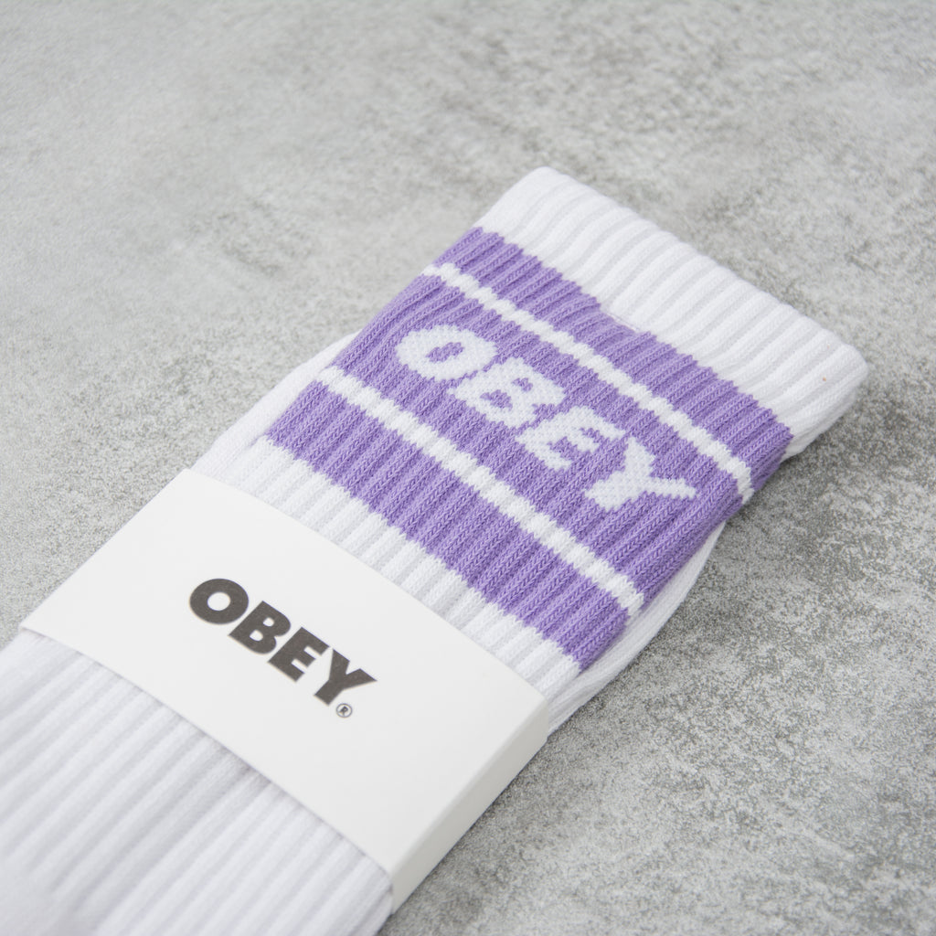Obey Cooper II Socks - White / Purple Flower 2