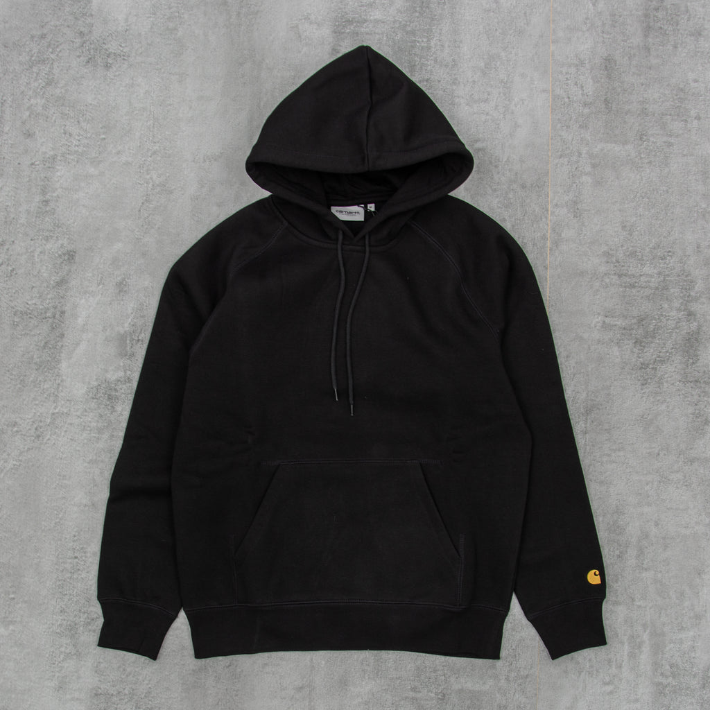 Carhartt WIP Hooded Chase Sweatshirt - Black / Gold 1