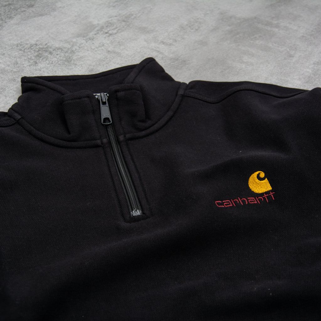 Carhartt WIP Half Zip American Script Sweat - Black 2