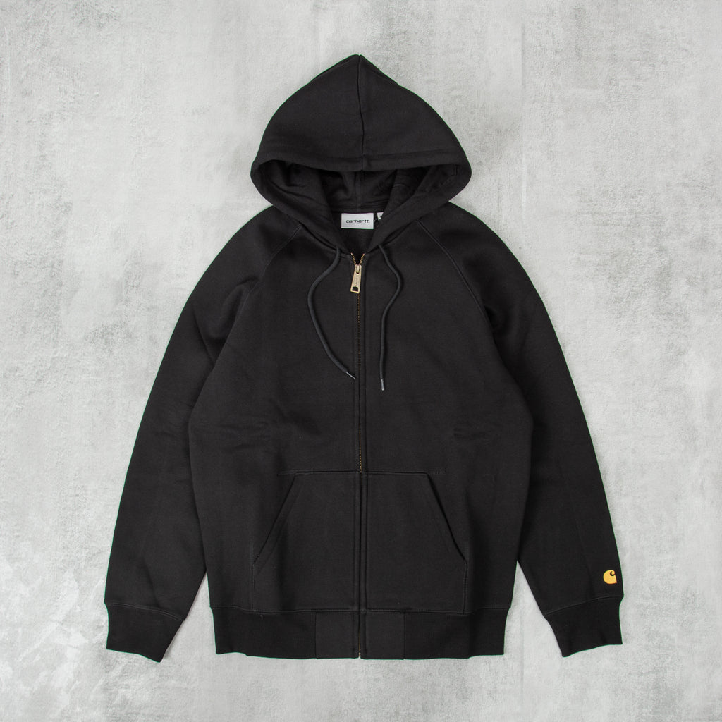 Carhartt WIP Hooded Chase Zip Jacket - Black / Gold 1