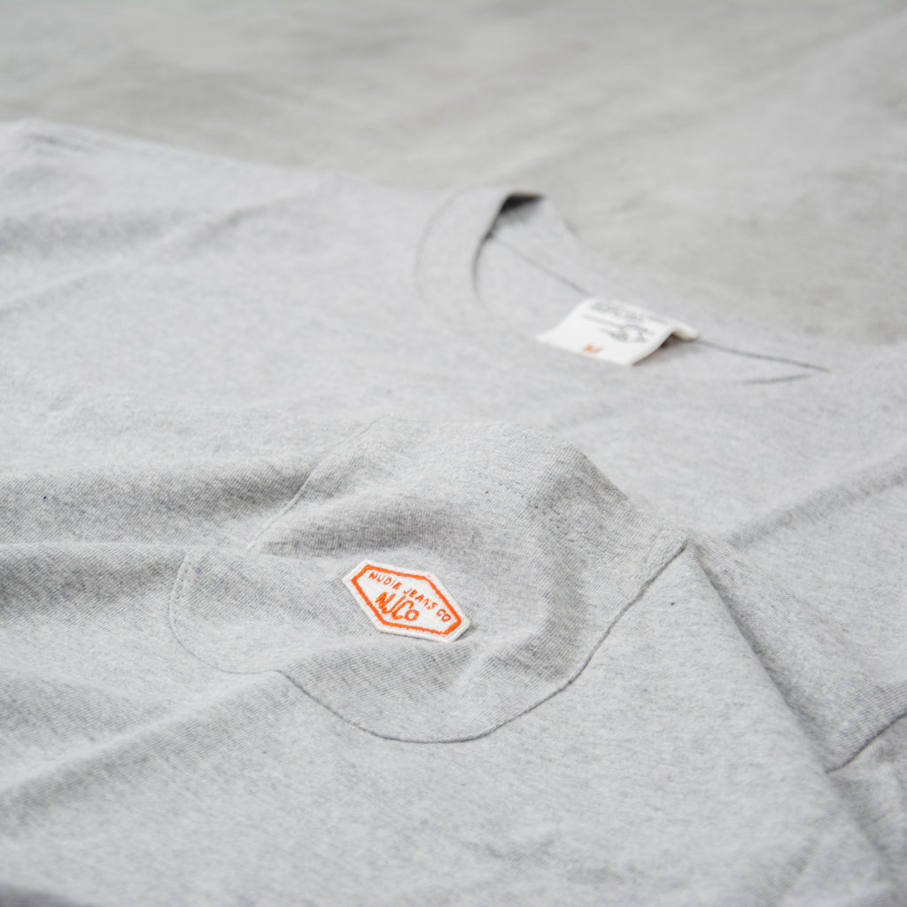 Nudie Leffe Pocket Tee - Grey Melange 2