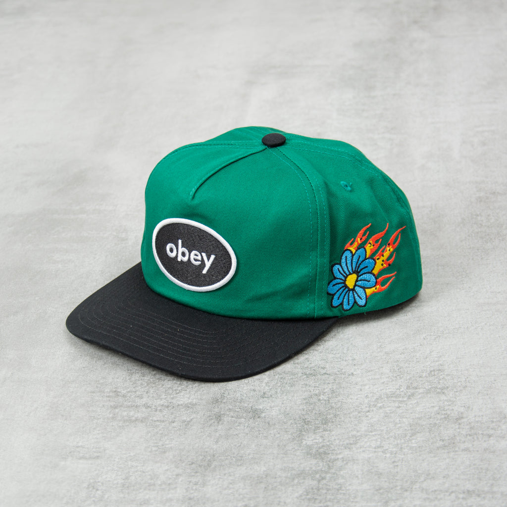 Obey Lessons 5 Panel Snapback - Green Multi 1