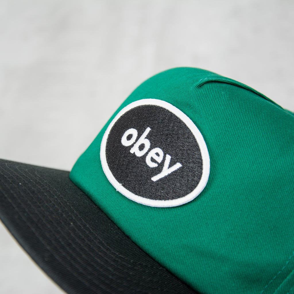 Obey Lessons 5 Panel Snapback - Green Multi 3