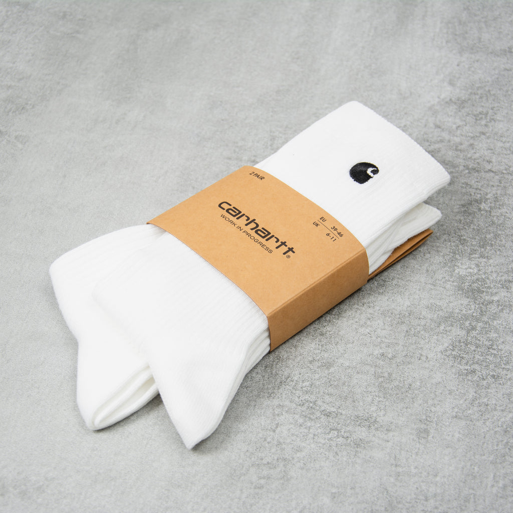 Carhartt WIP Madison 2 Pack Socks - White 2