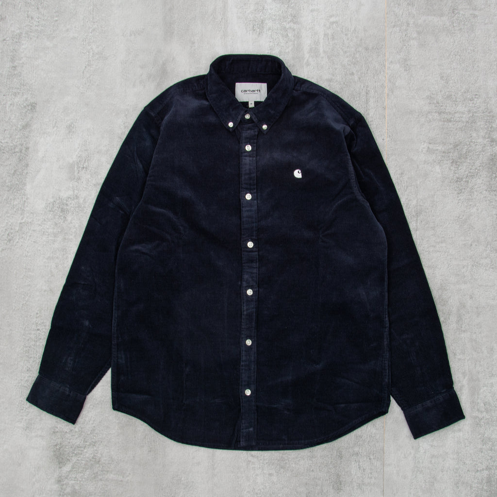 Carhartt WIP Madison Fine Cord L/S Shirt - Dark Navy / White 1