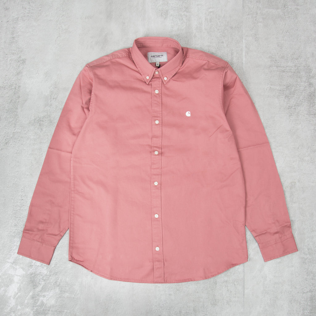 Carhartt WIP Madison L/S Shirt - Dhalia / White 1