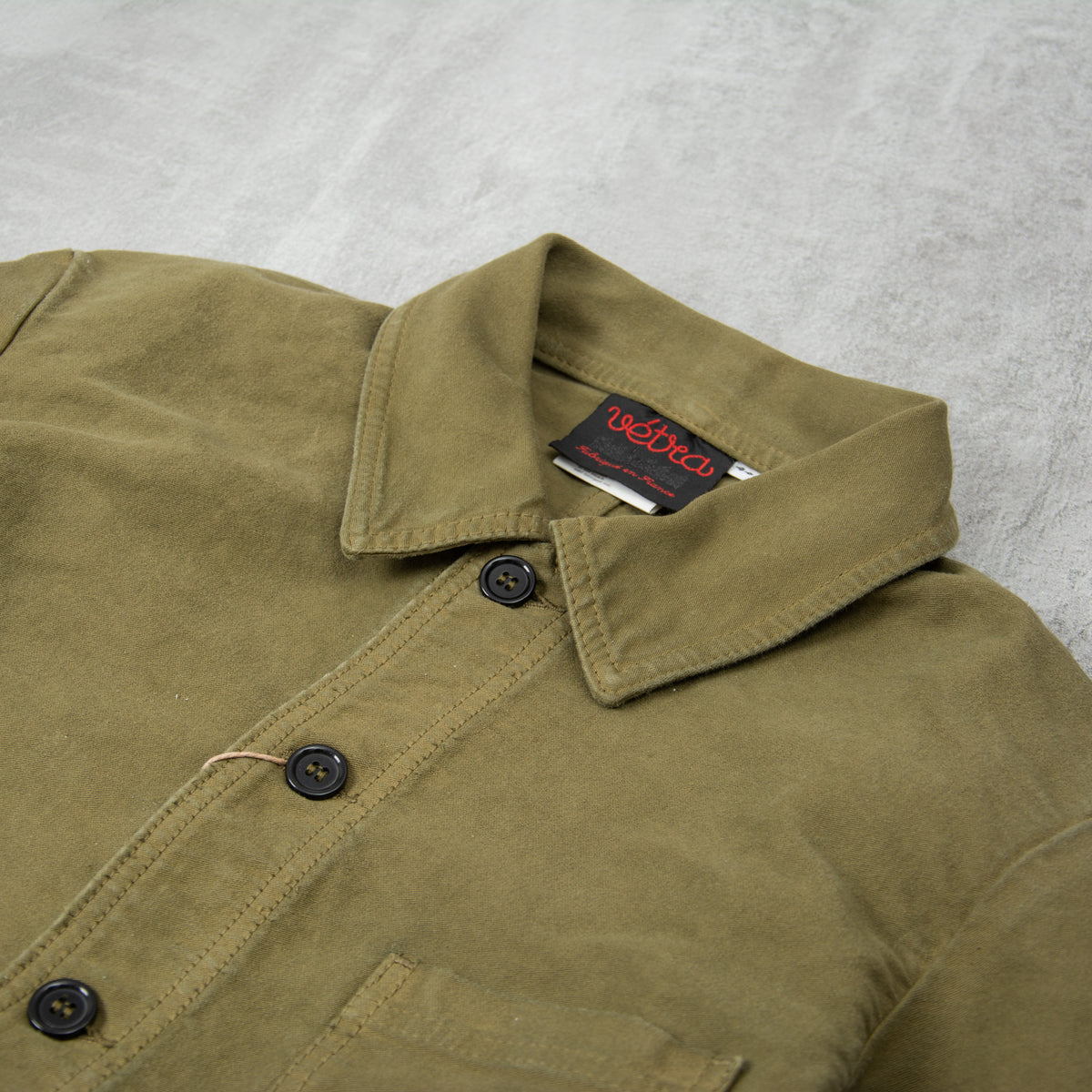 Buy the Vetra Moleskin Workwear Jacket 5C Olive Union Clothing