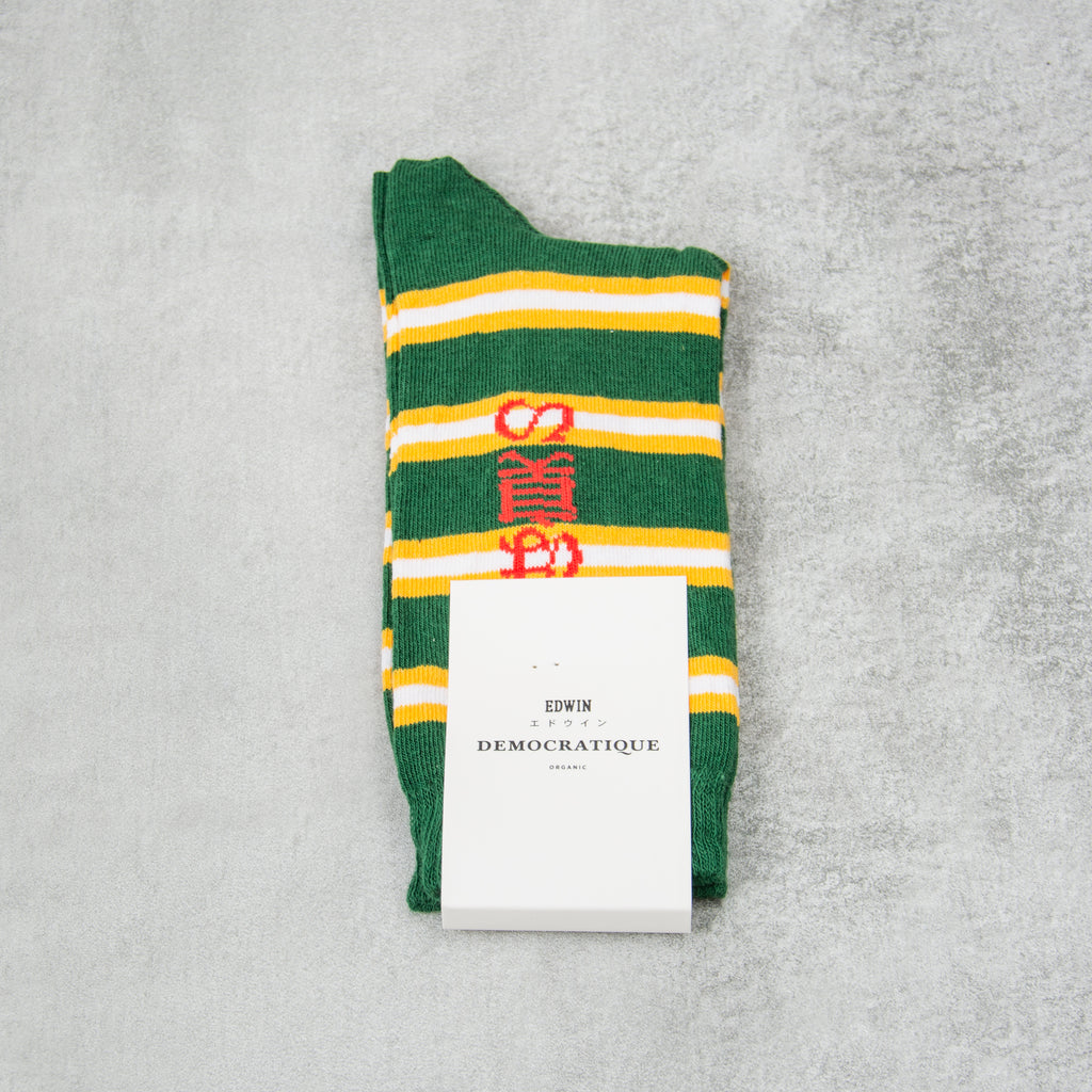 Edwin Nioi Striped Socks - Pine Grove / Yellow 1