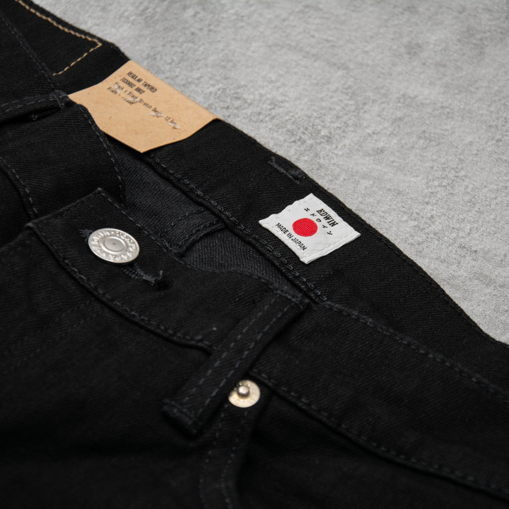 Edwin Regular Tapered Jeans Kaihara Stretch - Black x Black Rinsed 4