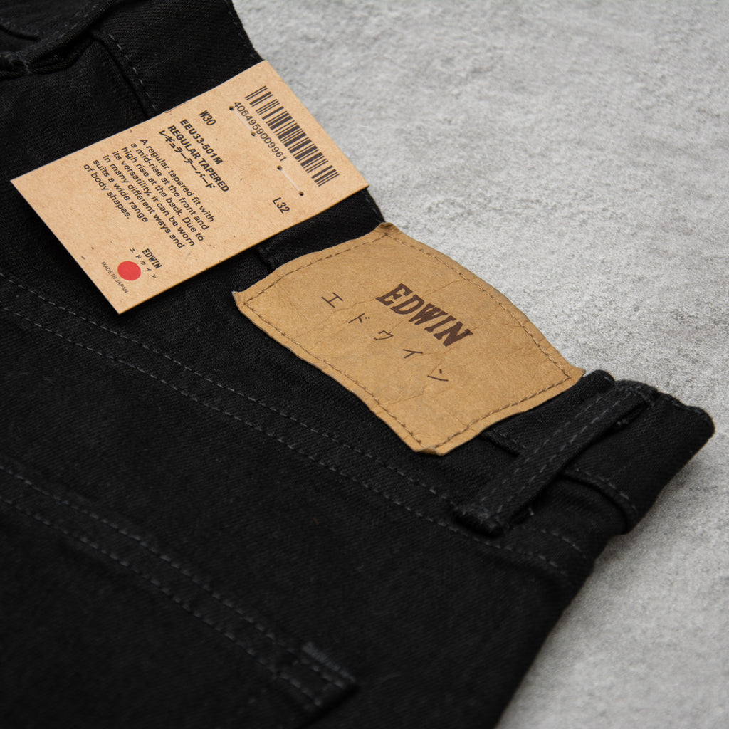 Edwin Regular Tapered Jeans Kaihara Stretch - Black x Black Rinsed 6