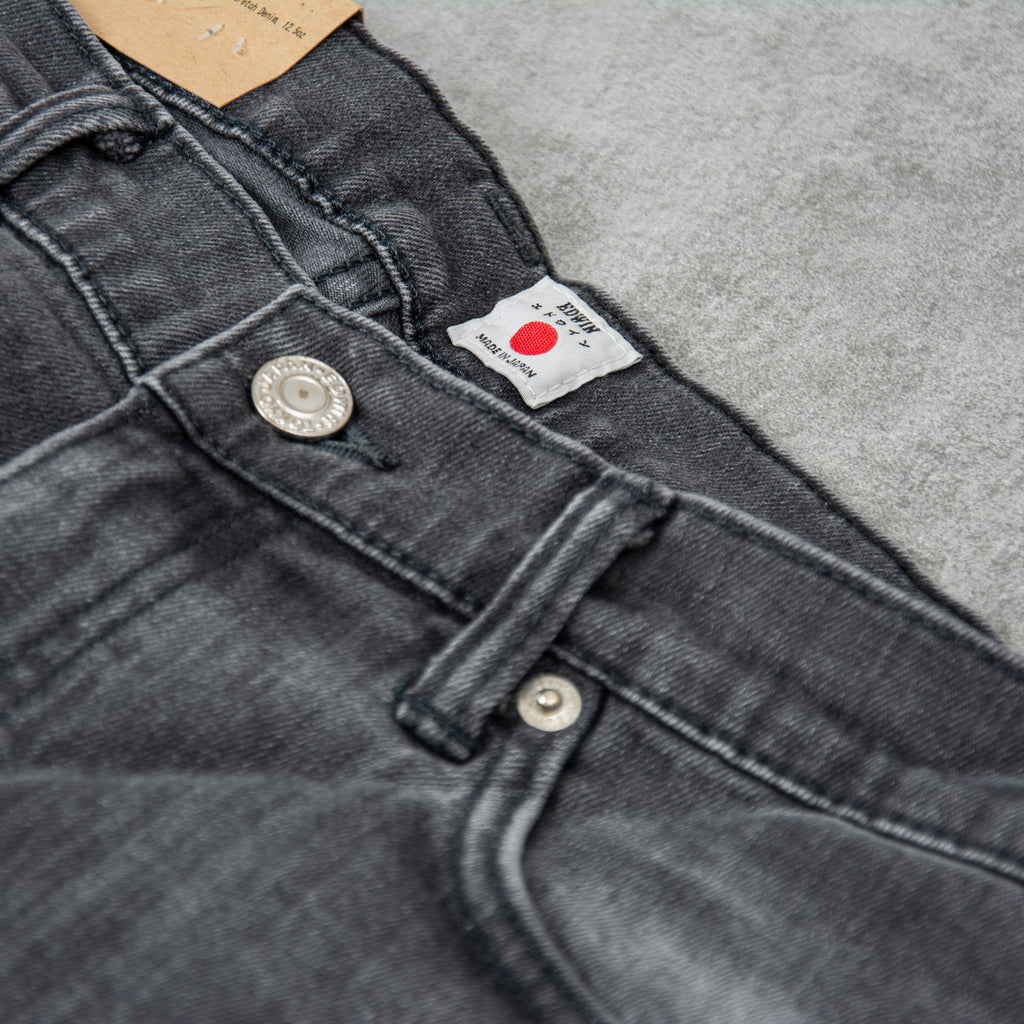 Edwin Regular Tapered Jeans Kaihara Stretch - Black x Black / Grey Used 4