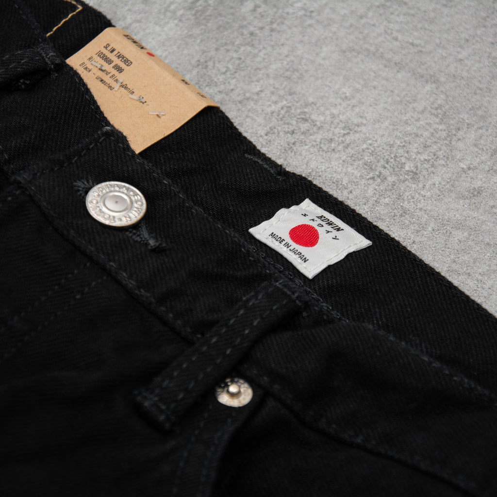 Edwin Slim Tapered Jeans Kaihara Stretch - Black Unwashed 4