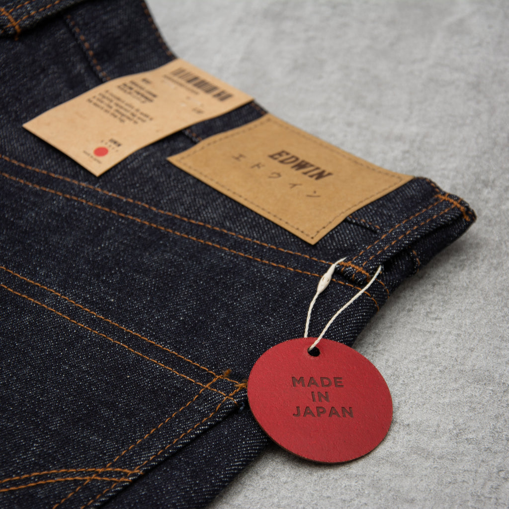 Edwin Slim Tapered Jeans Nihon Menpu - Rainbow Dark Pure Indigo Unwashed 6