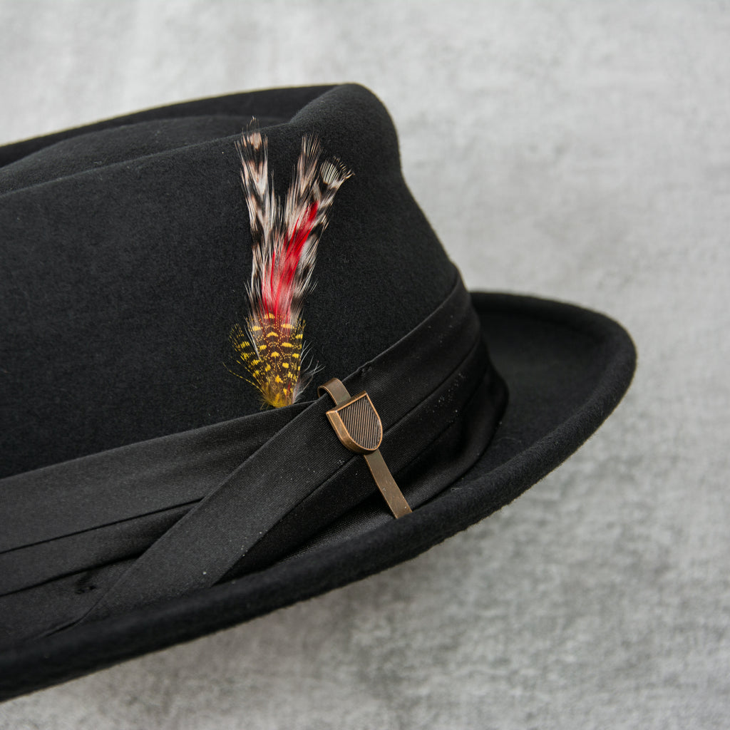 Brixton Stout Pork Pie Hat - Black / Black 2