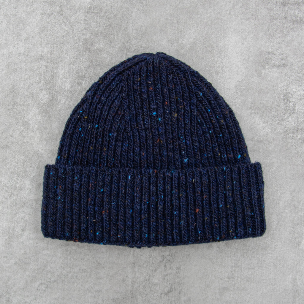 Donegal Wool Beanie - Navy 1