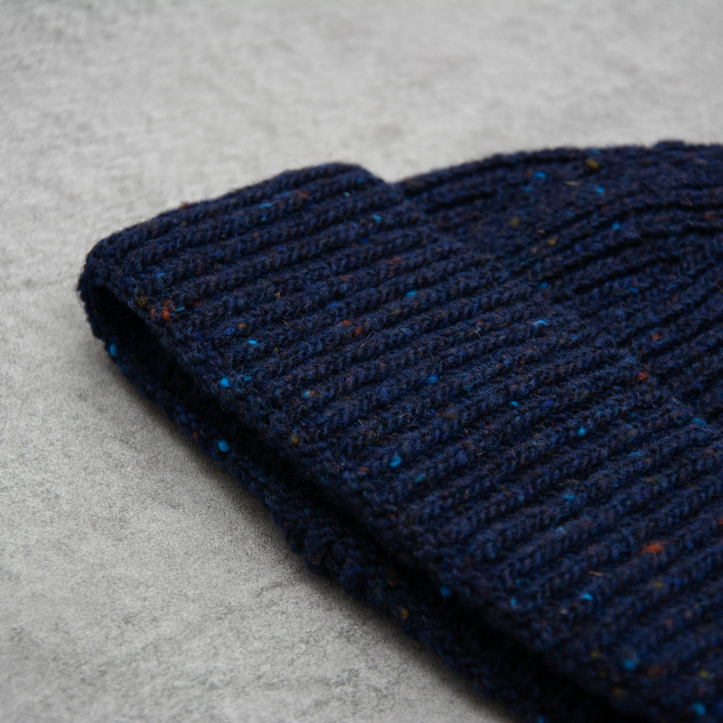 Donegal Wool Beanie - Navy 2