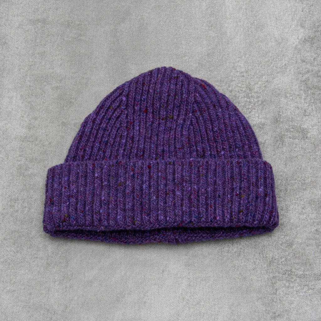 Donegal Wool Beanie - Purple 1